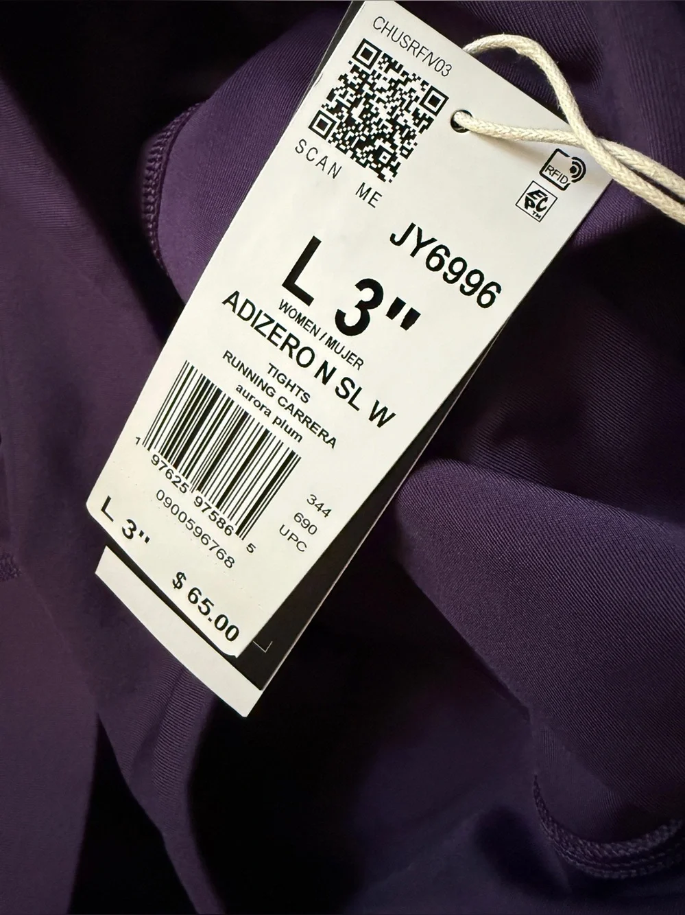 Adidas [L] Adizero Archive NYC Women’s 3”Running Short Leggings Purple JY6996